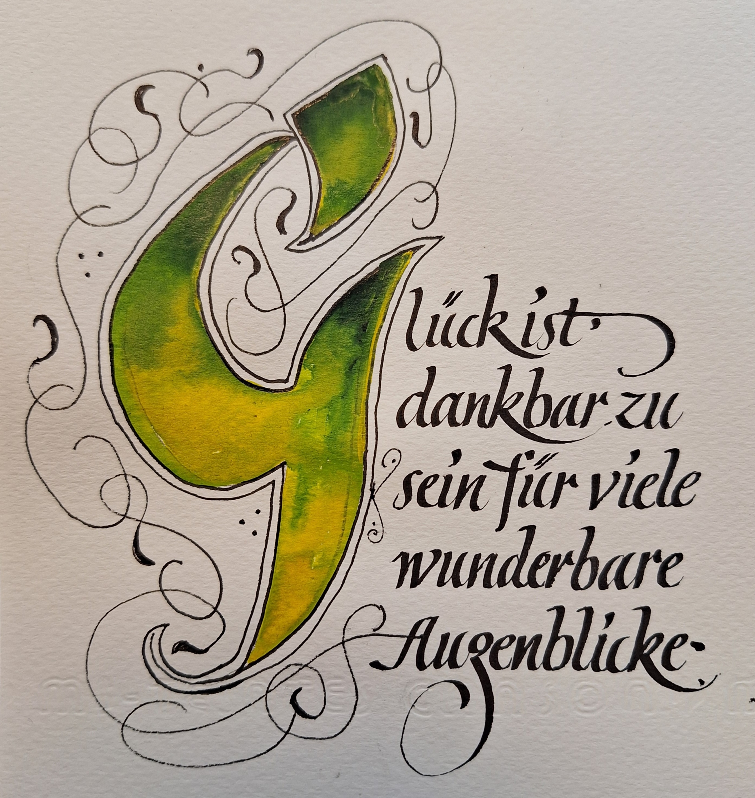 Billett handgeschrieben von der Kalligrafin Brigitte Greisberger